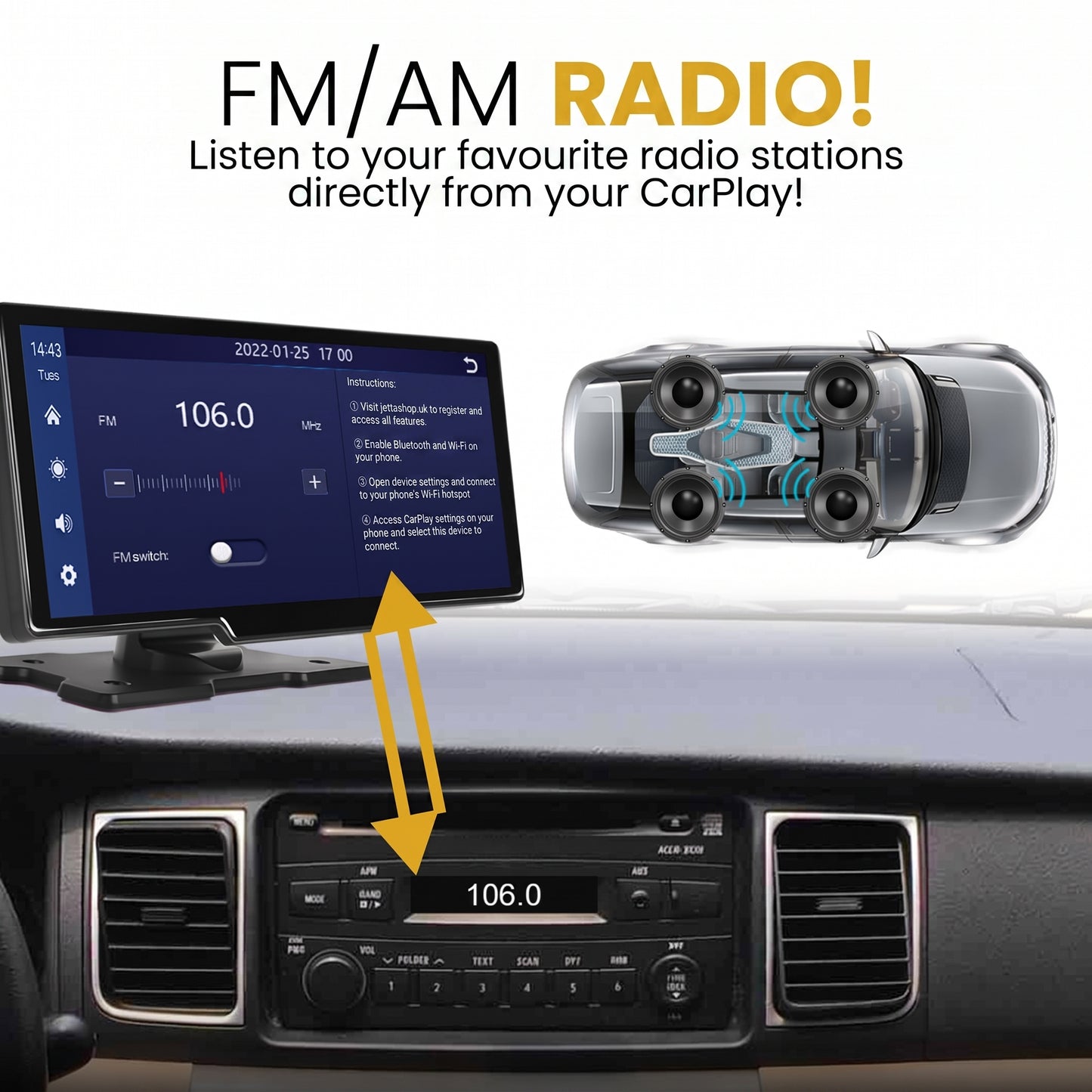 CarPlay/Android Auto Automotive Multimedia System - JettaCarPlay™ [LIMITED TIME OFFER]