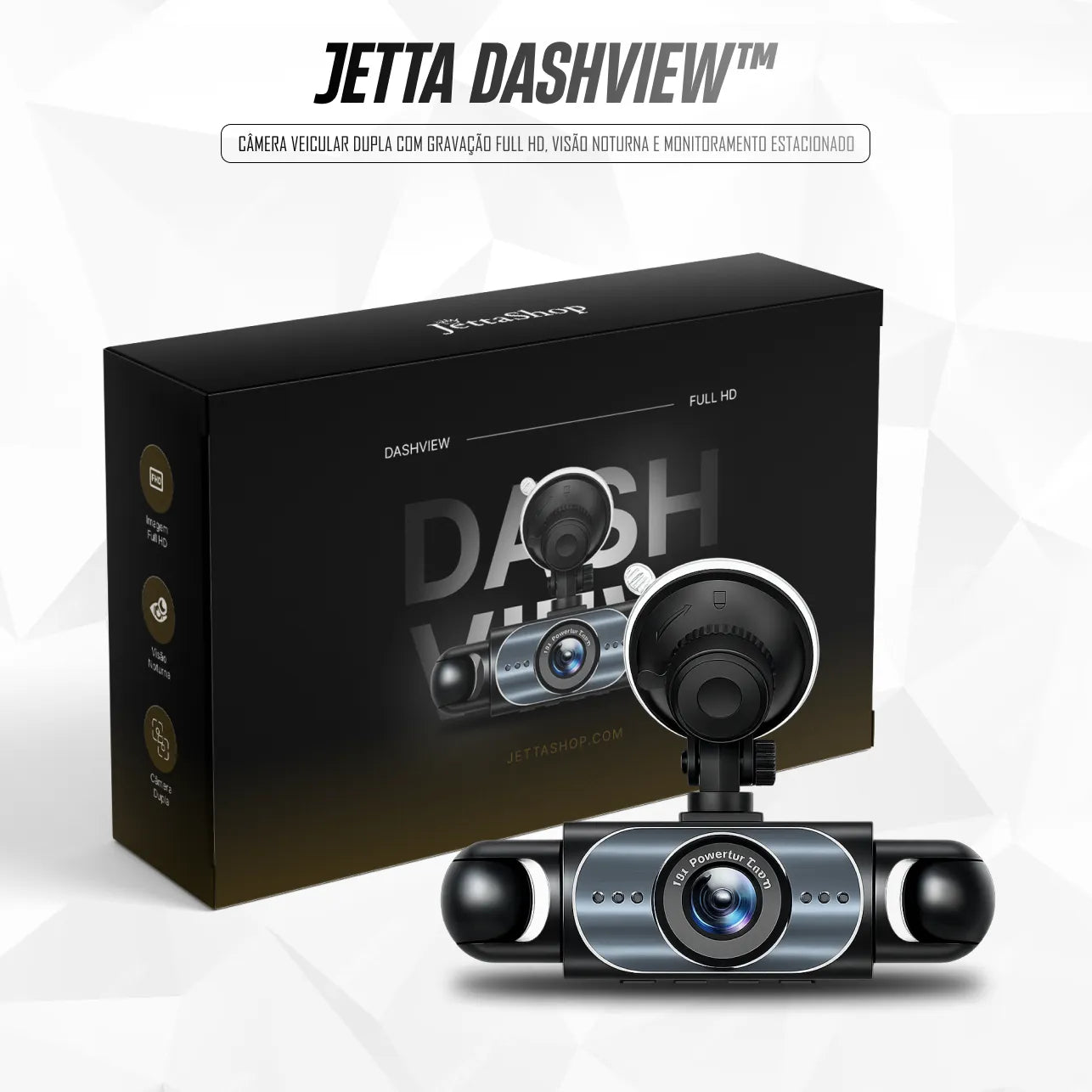 Jetta DashView™ - Câmera Veicular Dupla com Gravação Full HD e Visão Noturna [LANÇAMENTO 2026]